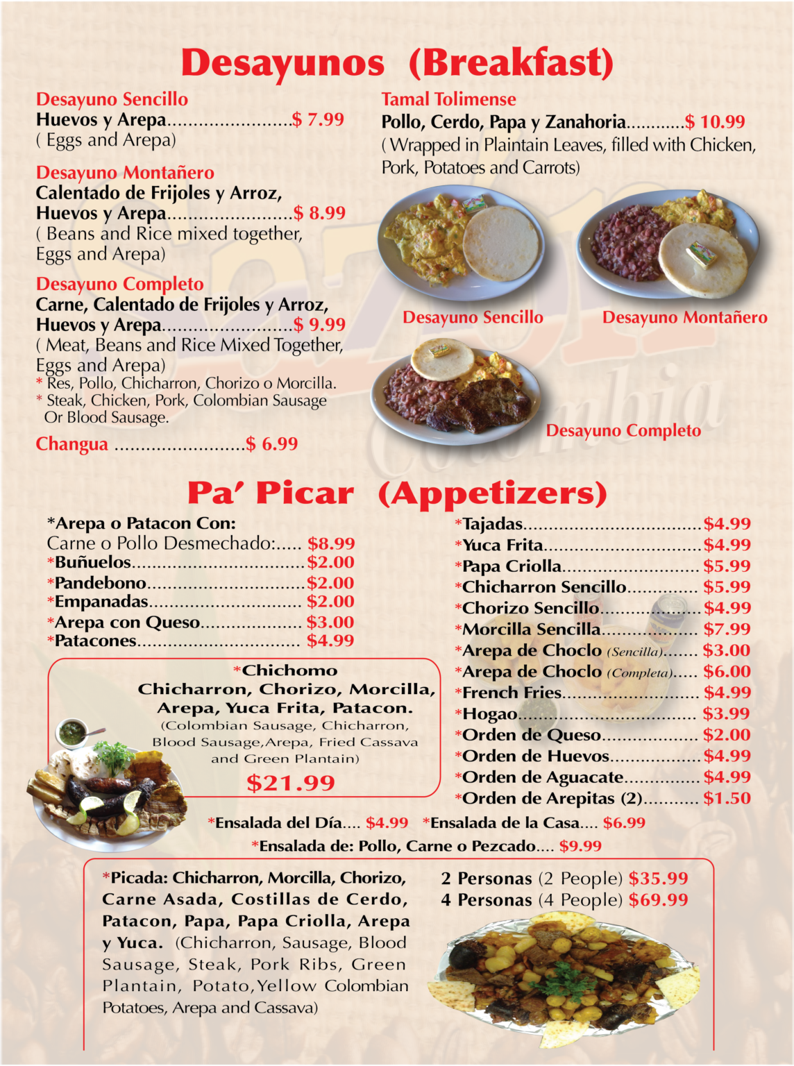 Menu – Sazon Colombia